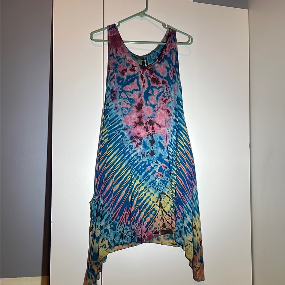 Colorful Tie-Dye Sleeveless Dress